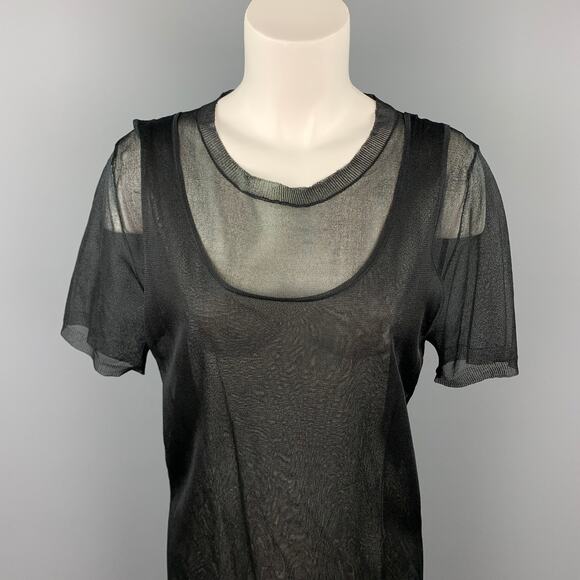 MARNI Size 6 Black See Through Silk Layered Tank Casual Top - Picture 2 of 7